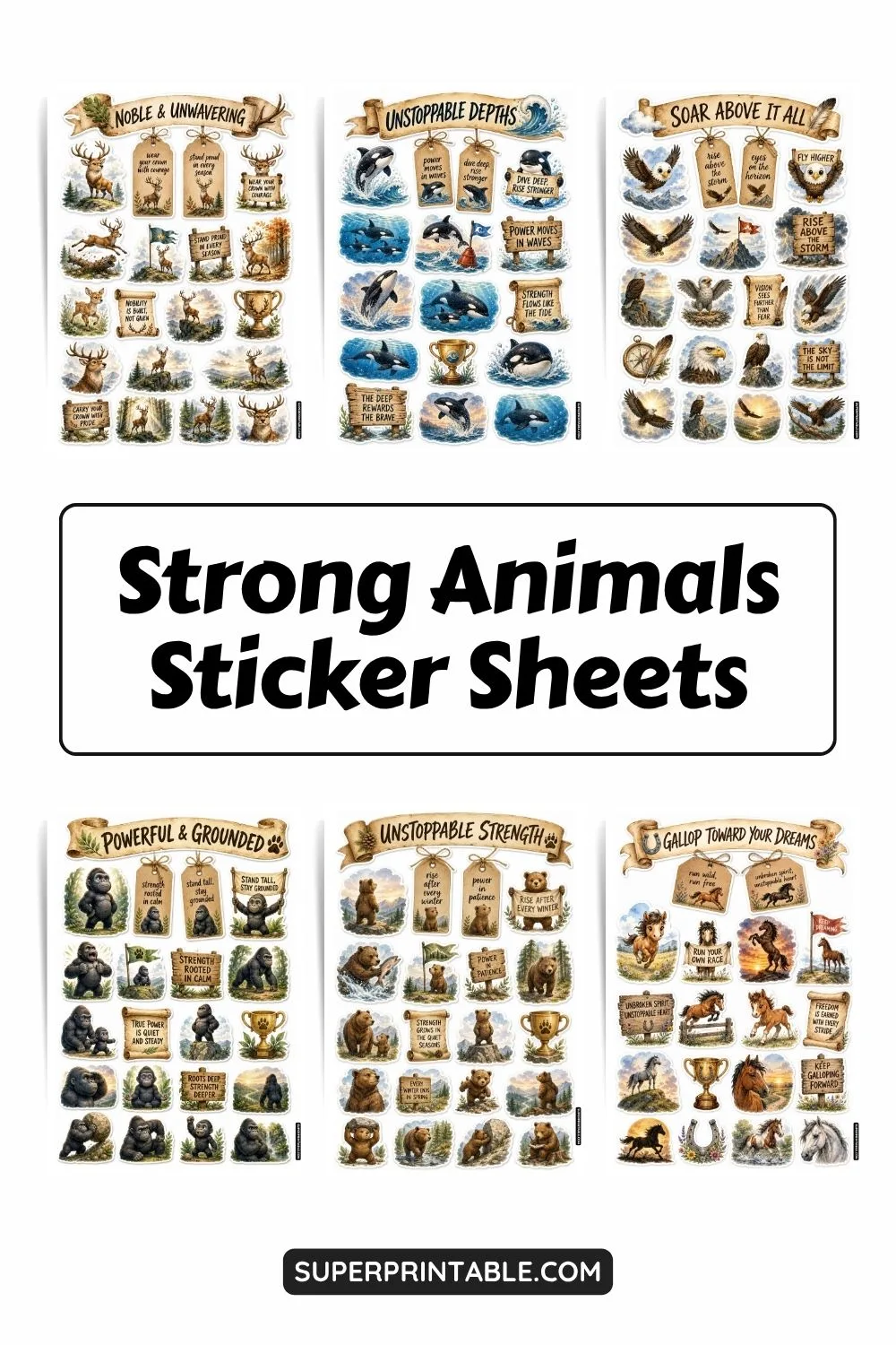 10+ Strong Animals Sticker Sheets Collections Pinterest Image