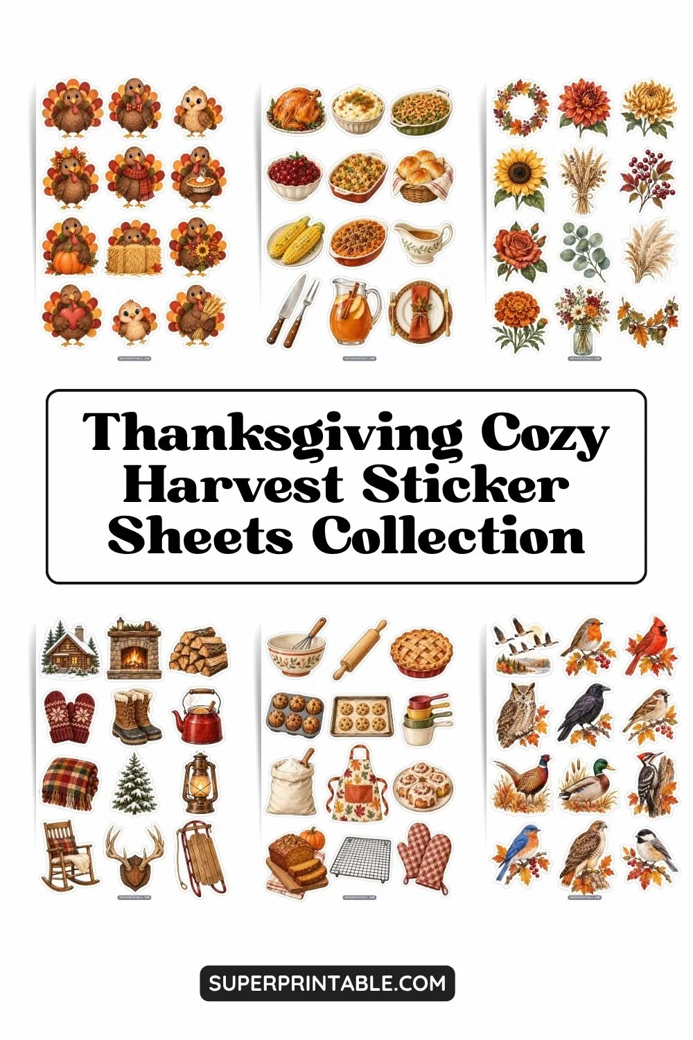 10+ Thanksgiving Cozy Harvest Sticker Sheets Collection Pinterest Image