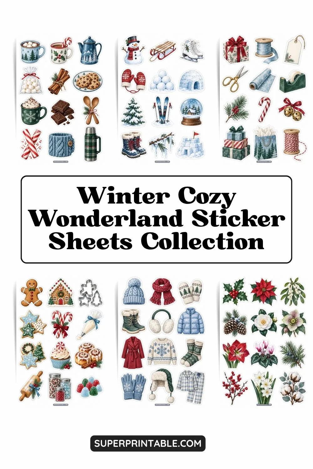 10+ Winter Cozy Wonderland Sticker Sheets Collection Pinterest Image