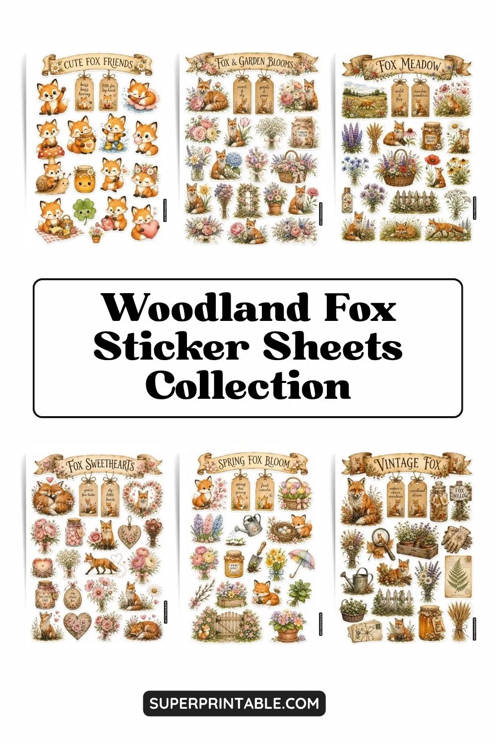 10+ Woodland Fox Sticker Sheets Collection Pinterest Image