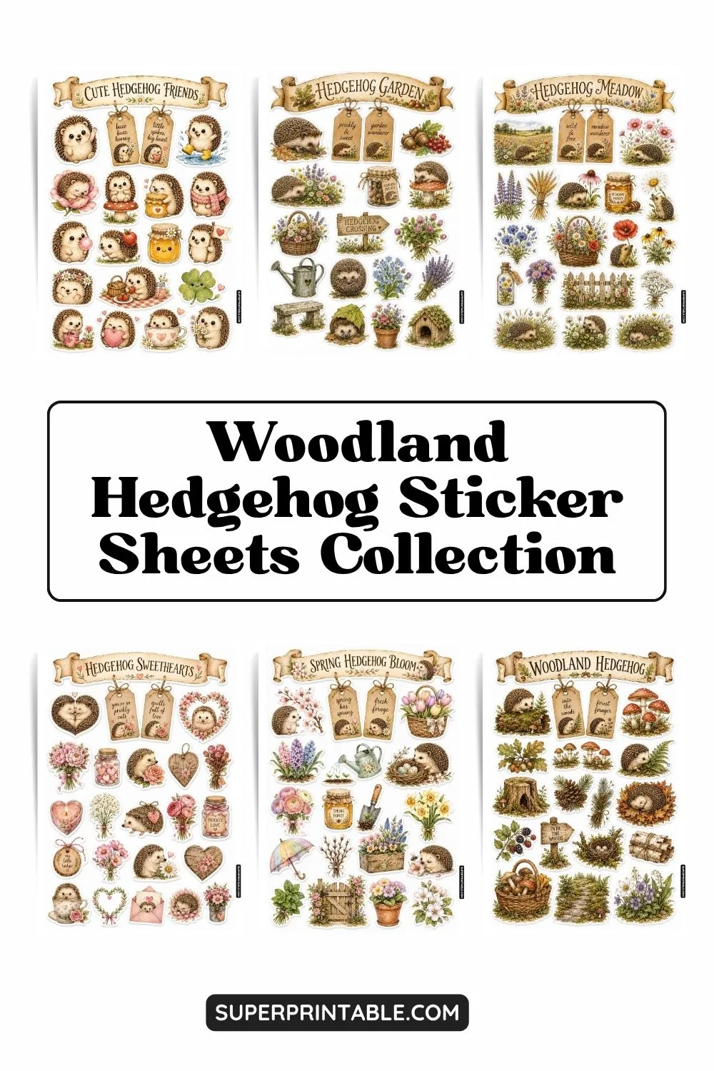 10+ Woodland Hedgehog Sticker Sheets Collection Pinterest Image