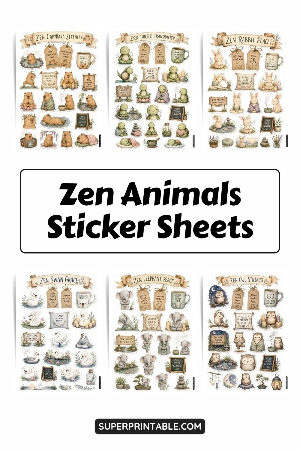 10+ Zen Animals Sticker Sheets Collections Pinterest Image
