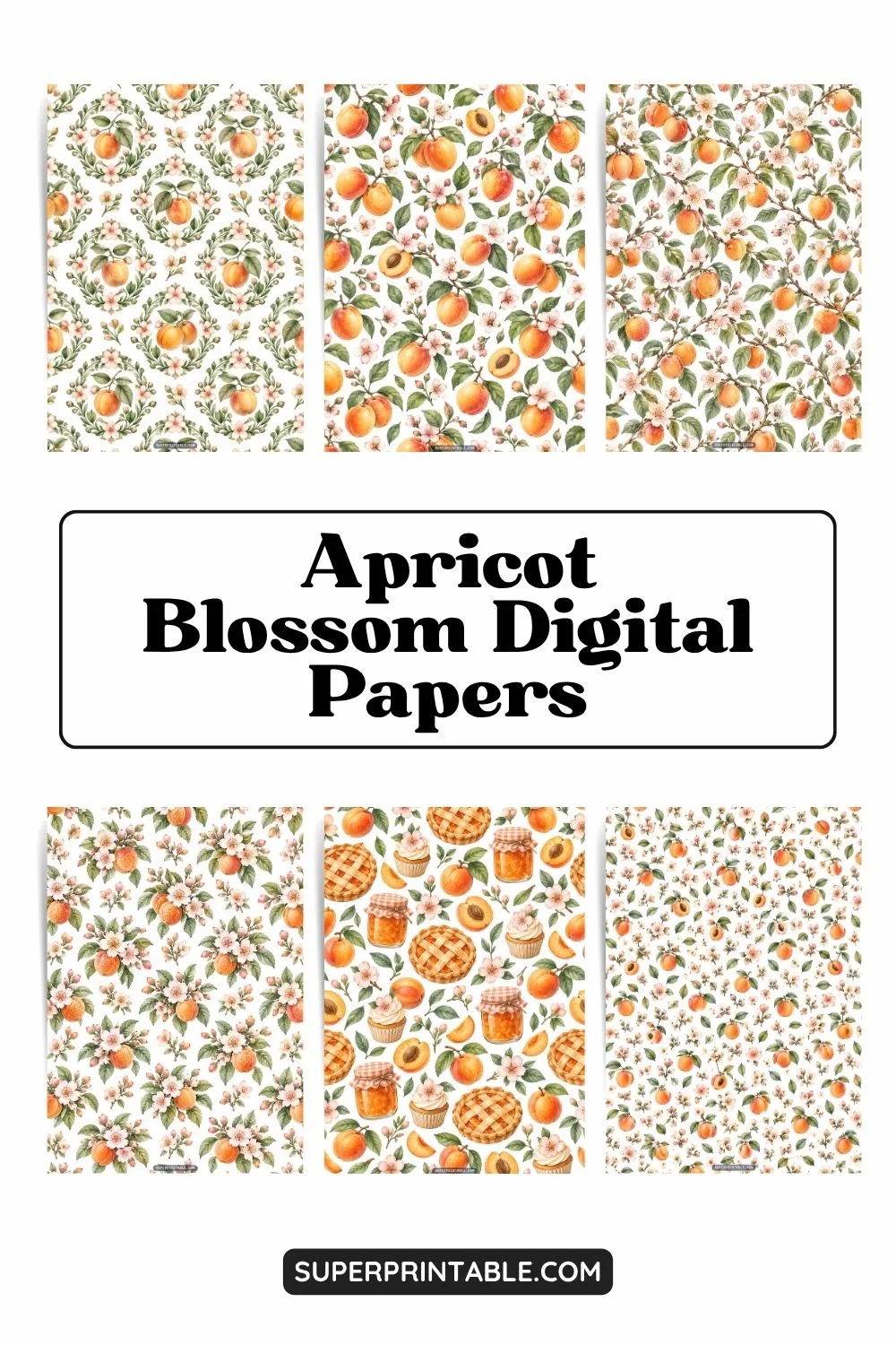 12+ Apricot Blossom Digital Papers Pinterest Image