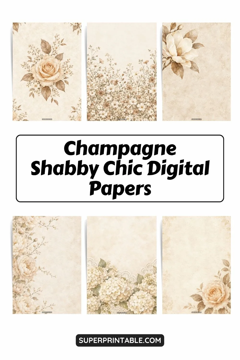 12+ Champagne Shabby Chic Digital Papers Pinterest Image