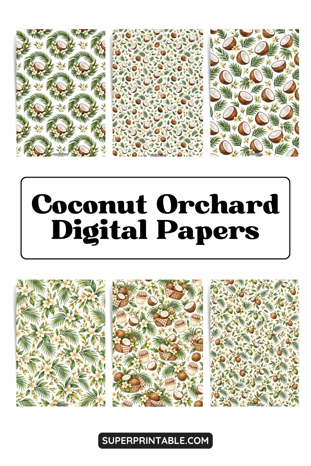 12+ Coconut Orchard Digital Papers Pinterest Image