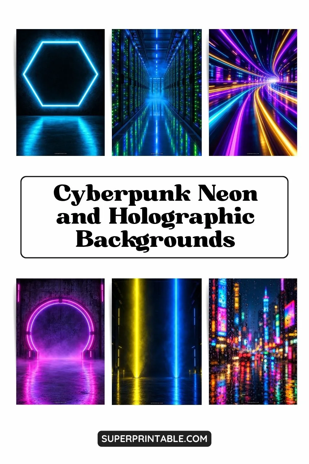 12+ Cyberpunk Neon and Holographic Backgrounds Pinterest Image
