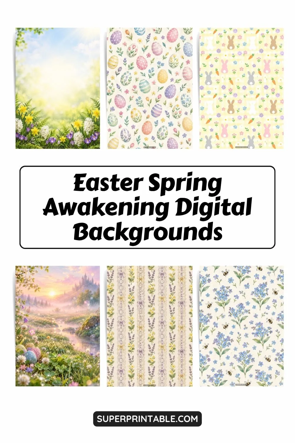 12+ Easter Spring Awakening Digital Backgrounds Pinterest Image