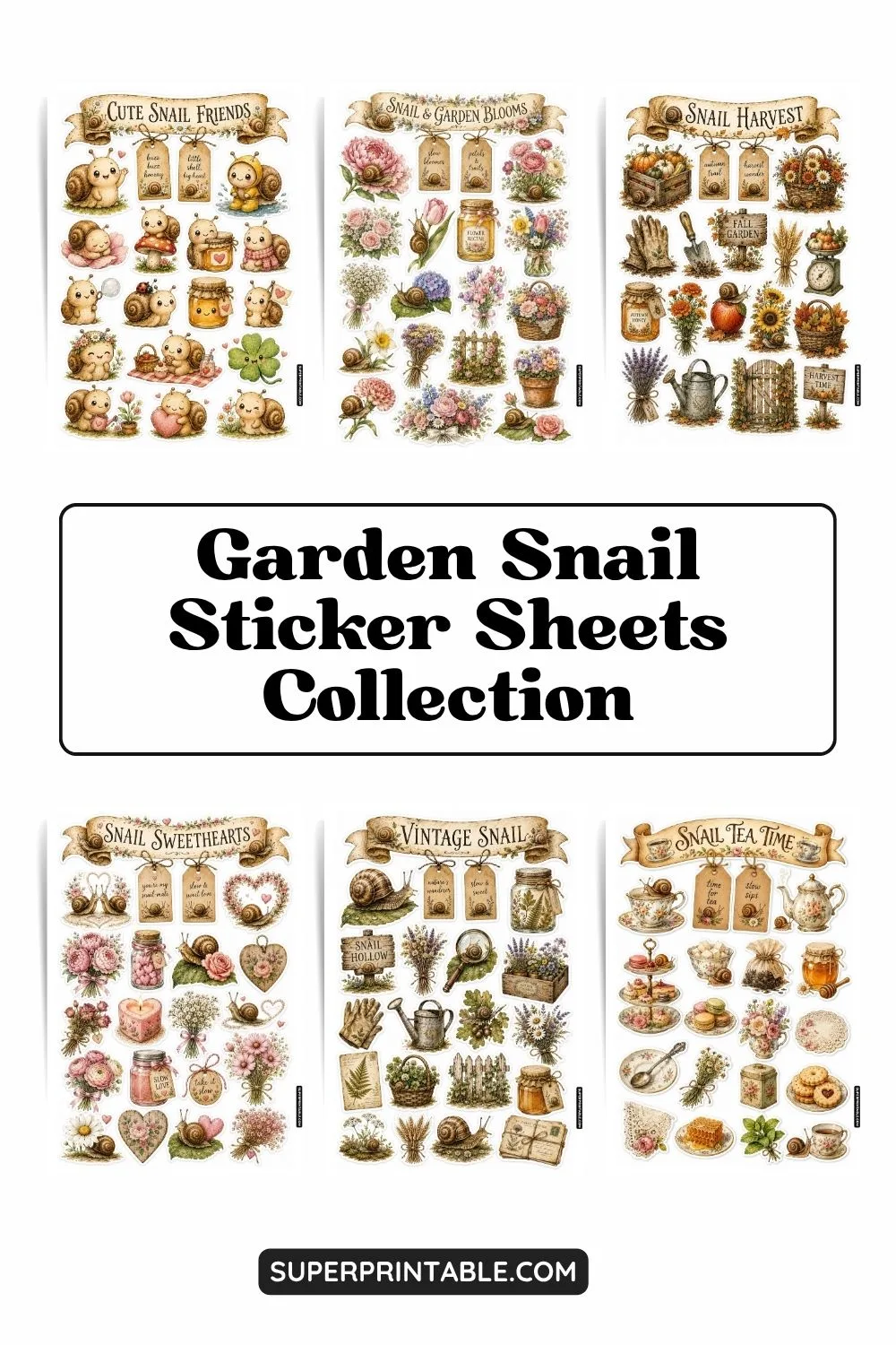 12+ Garden Snail Sticker Sheets Collection Pinterest Image