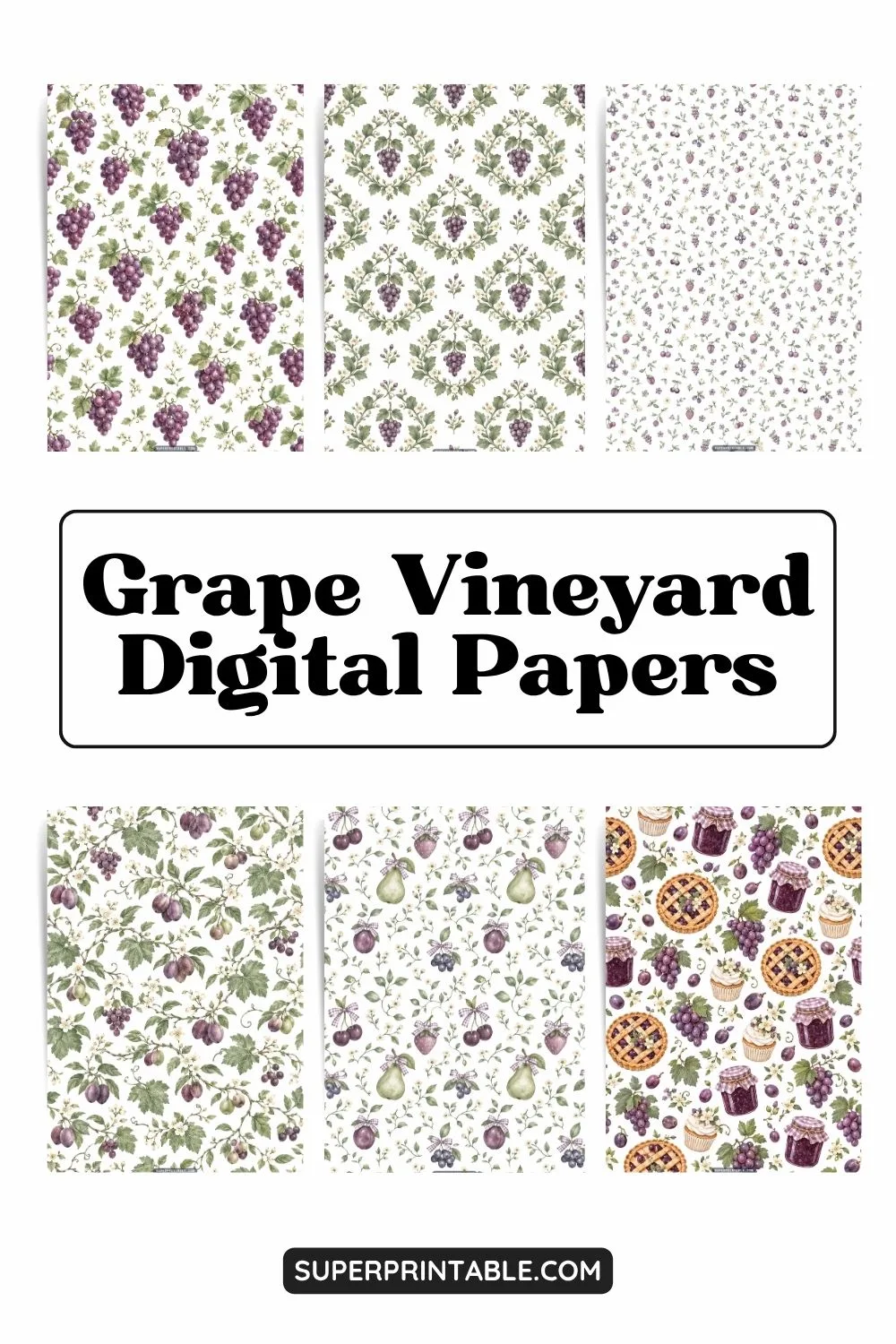 12+ Grape Vineyard Digital Papers Pinterest Image