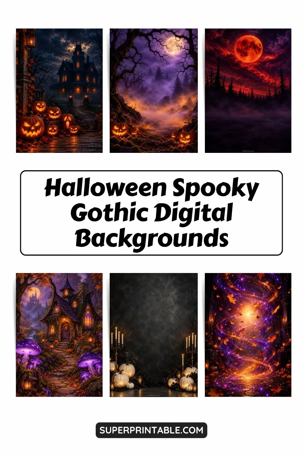 12+ Halloween Spooky Gothic Digital Backgrounds Pinterest Image