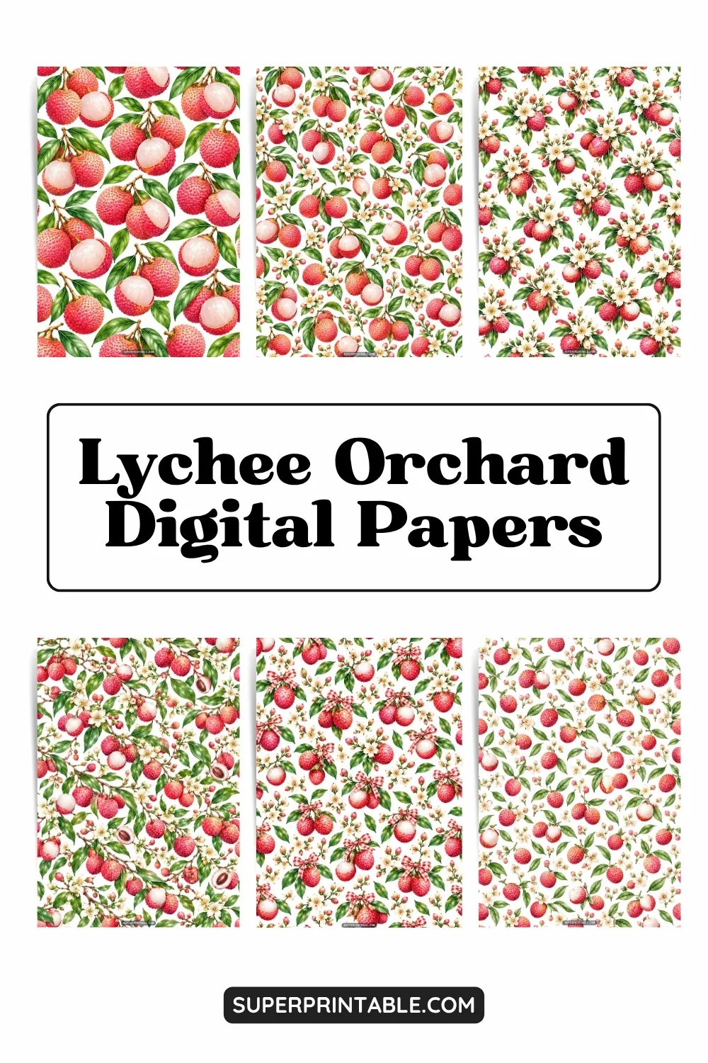 12+ Lychee Orchard Digital Papers Pinterest Image