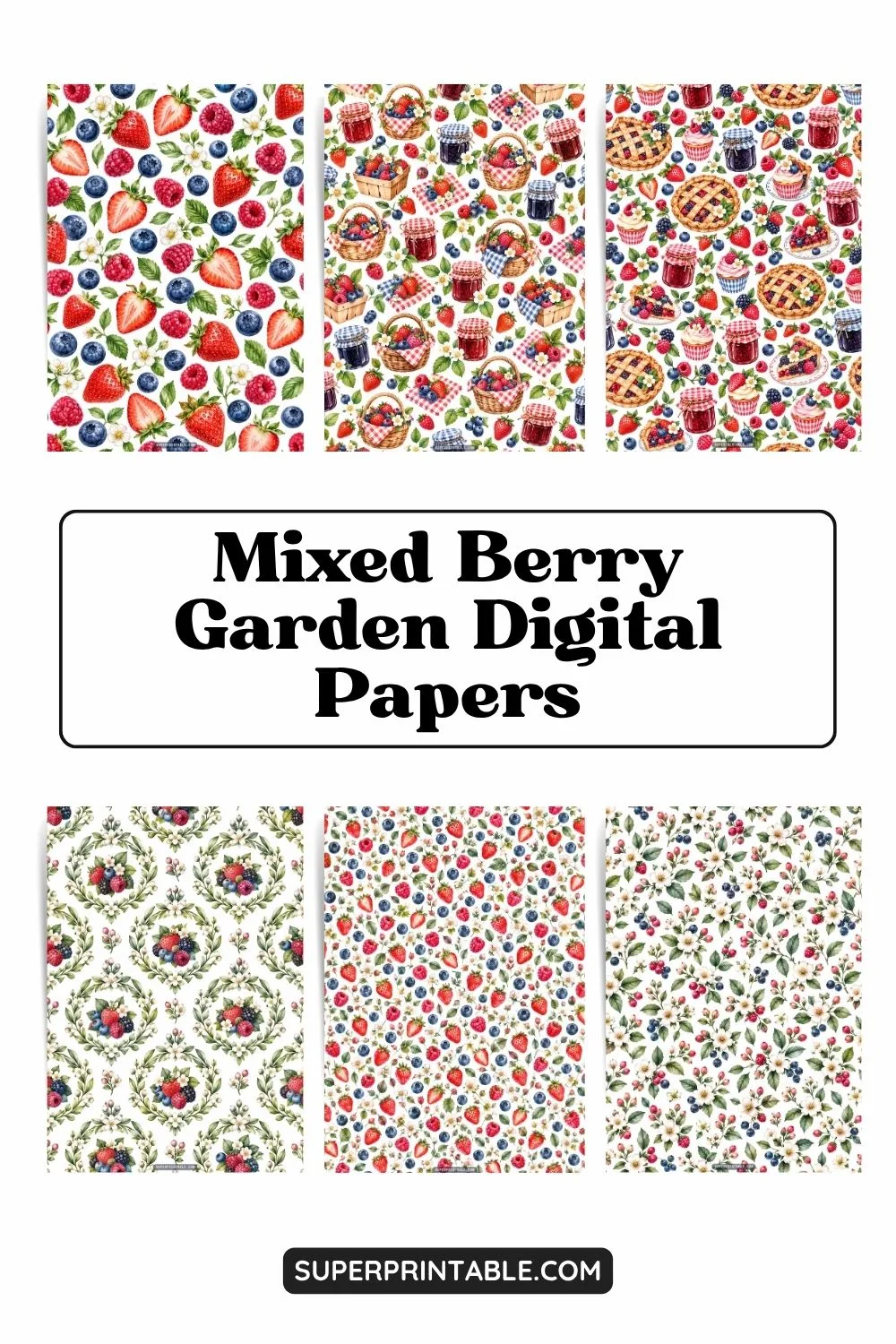 12+ Mixed Berry Garden Digital Papers Pinterest Image