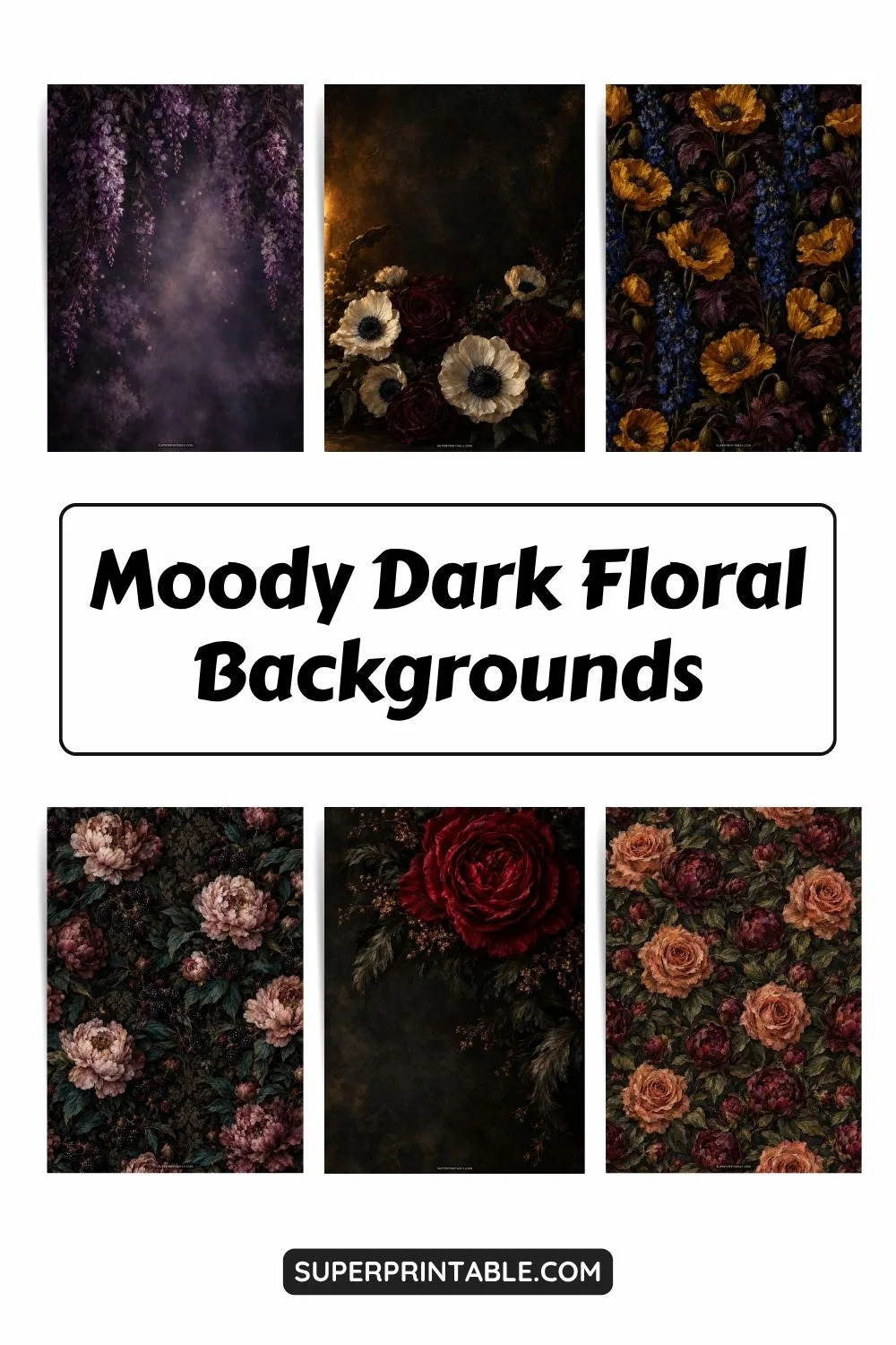 12+ Moody Dark Floral Backgrounds Pinterest Image