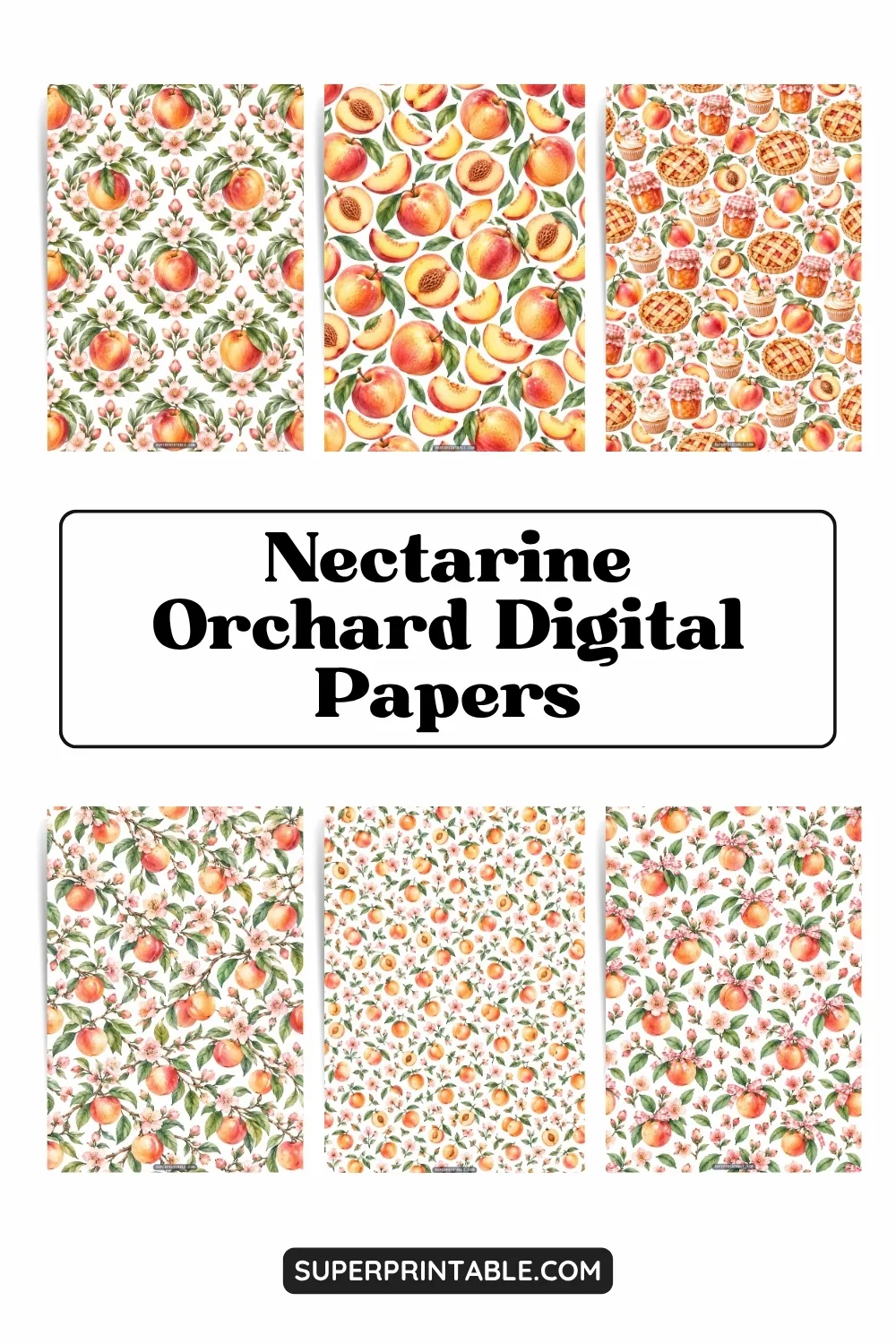 12+ Nectarine Orchard Digital Papers Pinterest Image