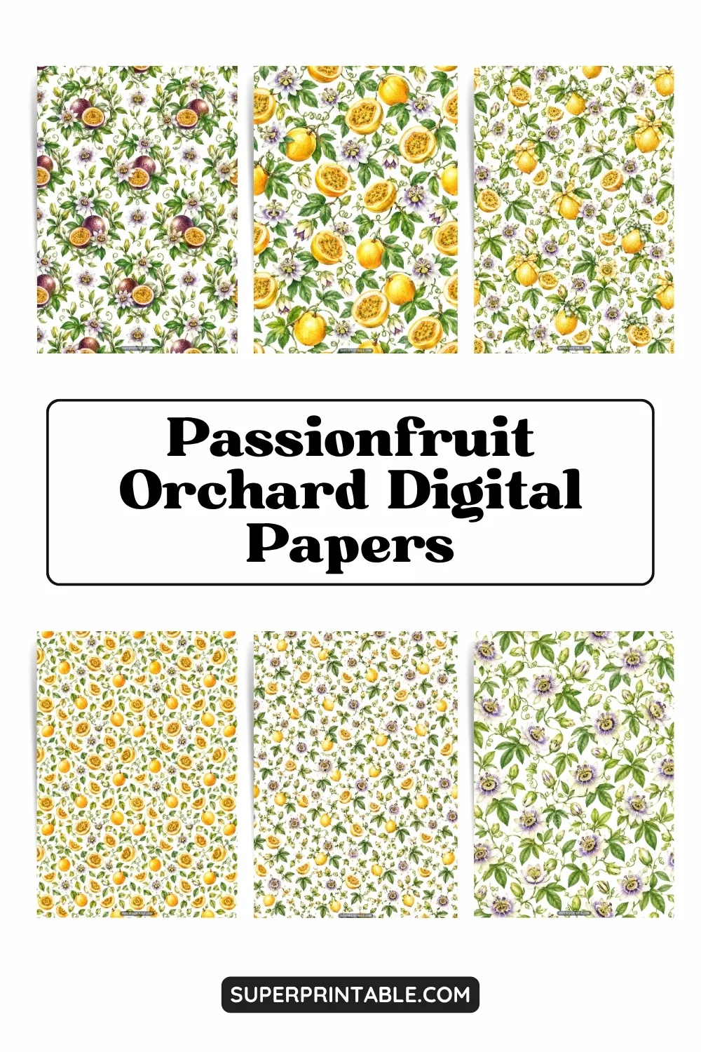 12+ Passionfruit Orchard Digital Papers Pinterest Image
