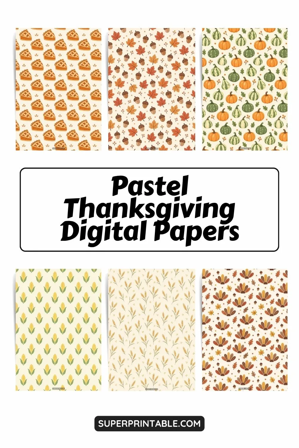 12+ Pastel Thanksgiving Digital Papers Pinterest Image