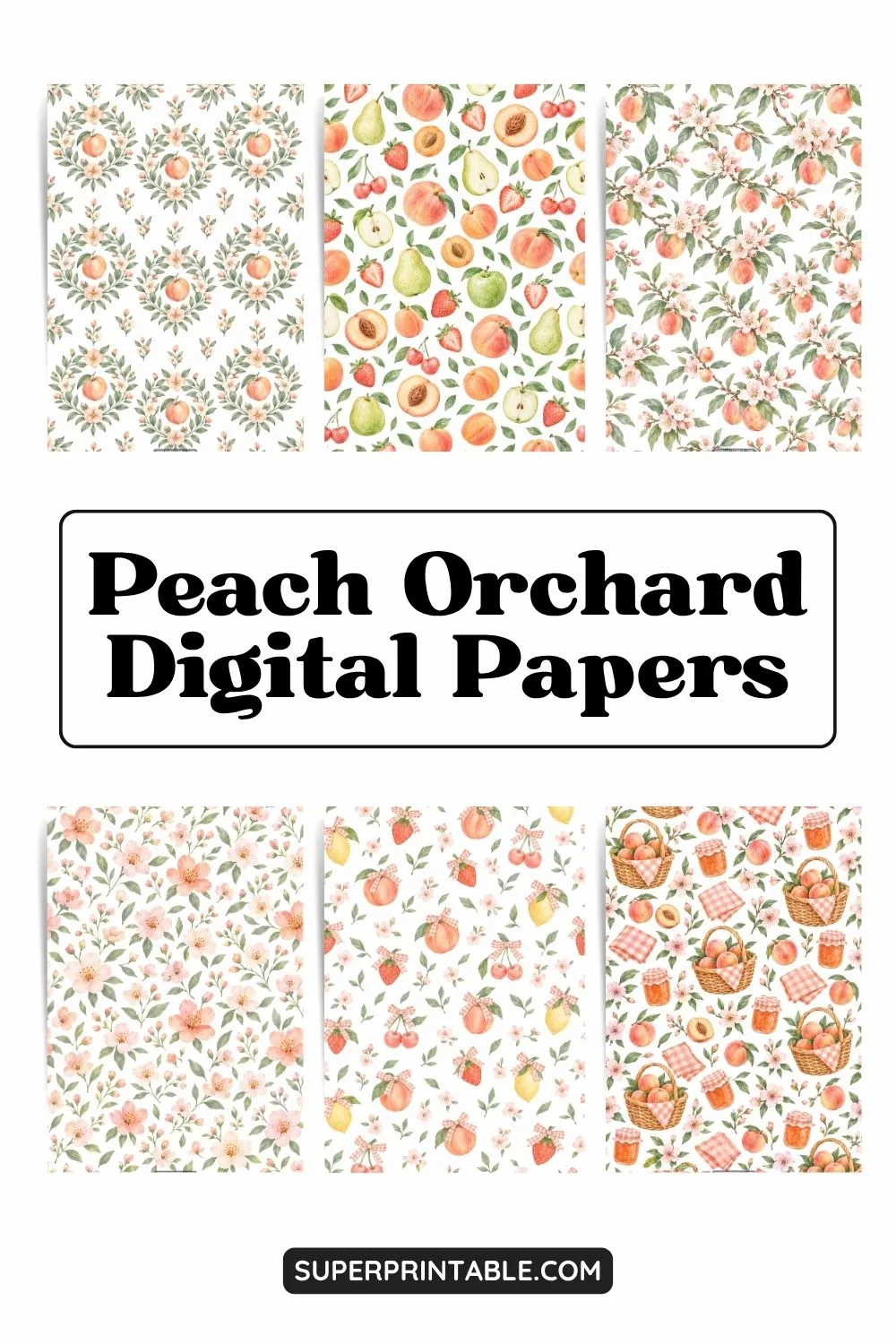 12+ Peach Orchard Digital Papers Pinterest Image
