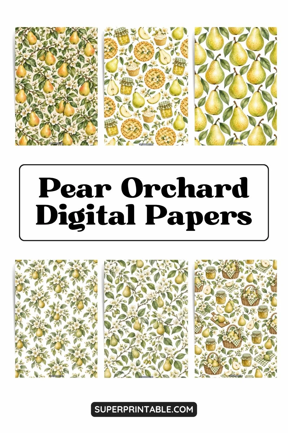 12+ Pear Orchard Digital Papers Pinterest Image