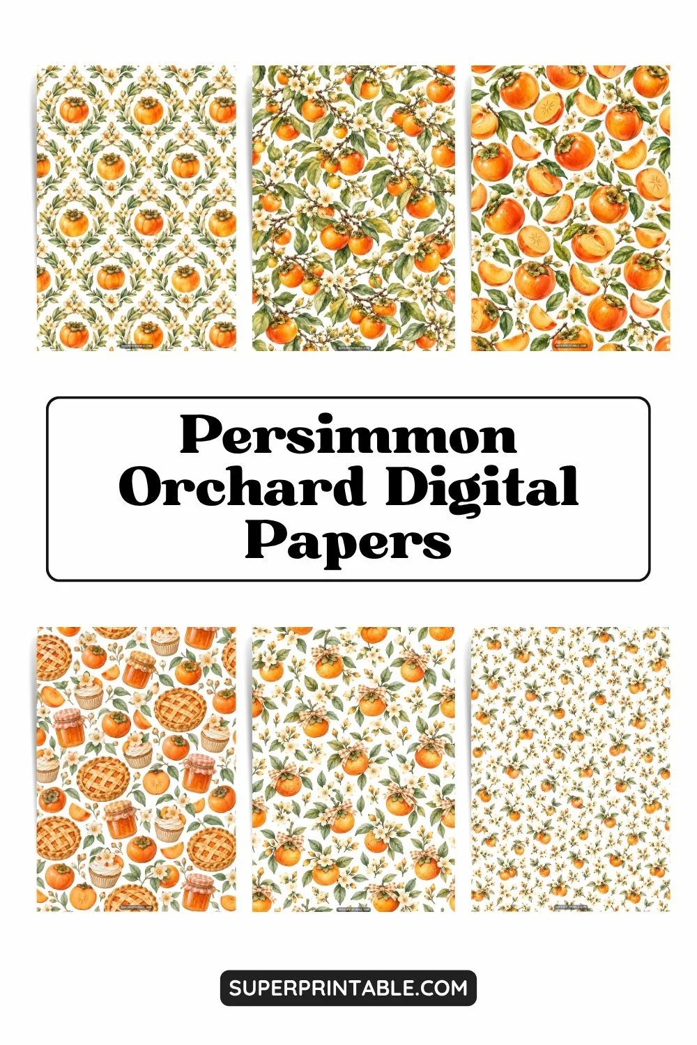 12+ Persimmon Orchard Digital Papers Pinterest Image