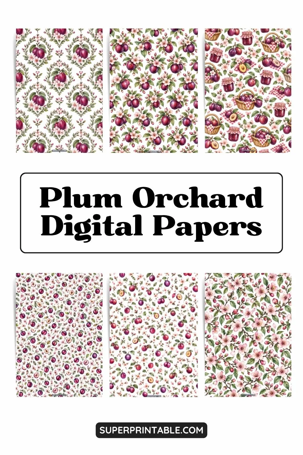 12+ Plum Orchard Digital Papers Pinterest Image