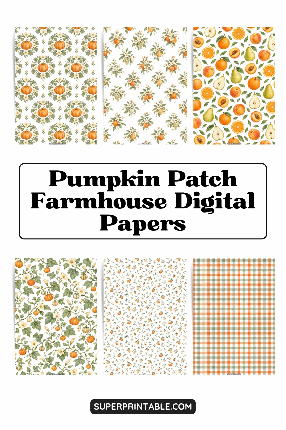 12+ Pumpkin Patch Farmhouse Digital Papers Pinterest Image