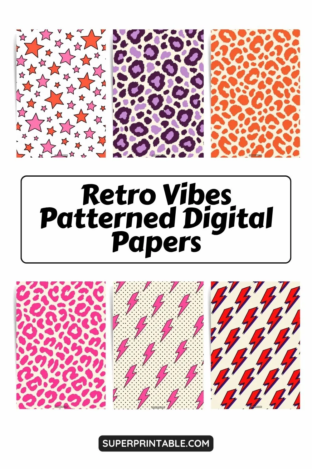 12+ Retro Vibes Patterned Digital Papers Pinterest Image