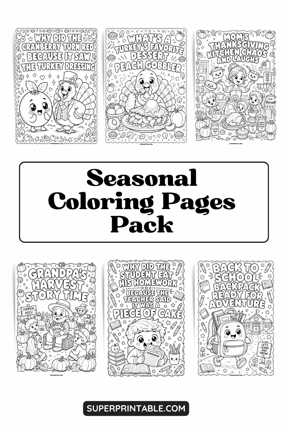 12+ Seasonal Coloring Pages Pack Pinterest Image