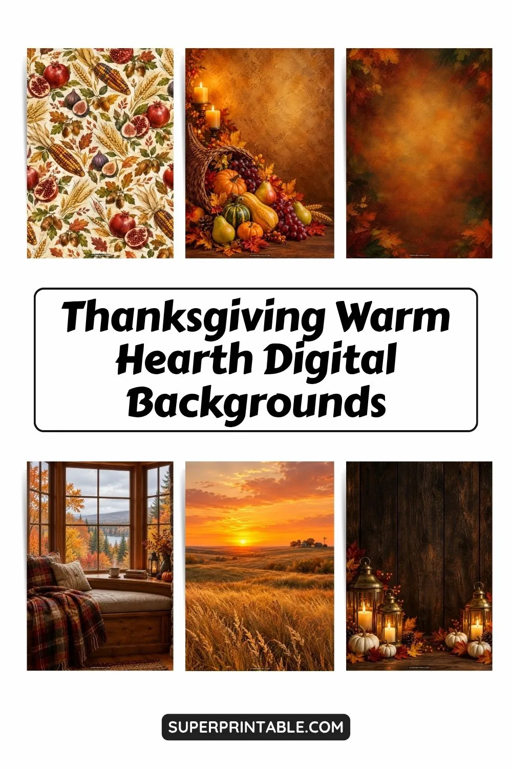12+ Thanksgiving Warm Hearth Digital Backgrounds Pinterest Image