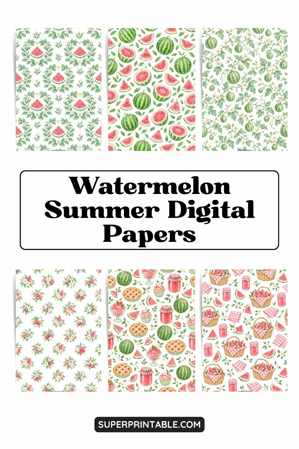 12+ Watermelon Summer Digital Papers Pinterest Image