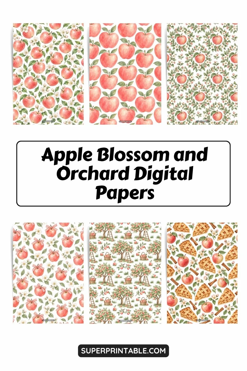 20+ Apple Blossom and Orchard Digital Papers Pinterest Image