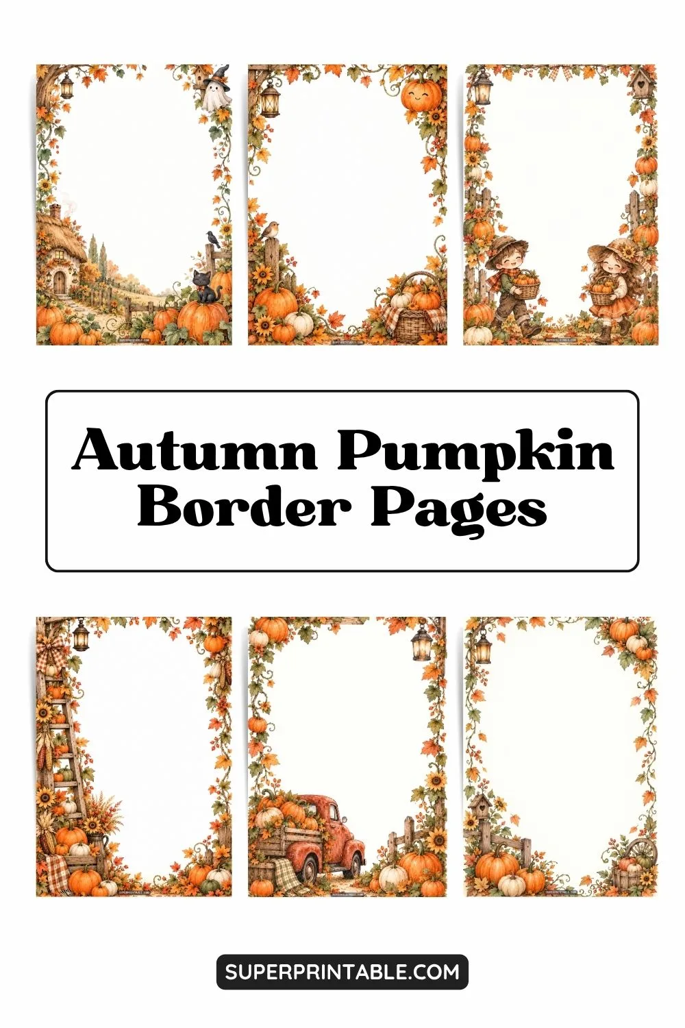20 Autumn Pumpkin Border Pages Pinterest Image