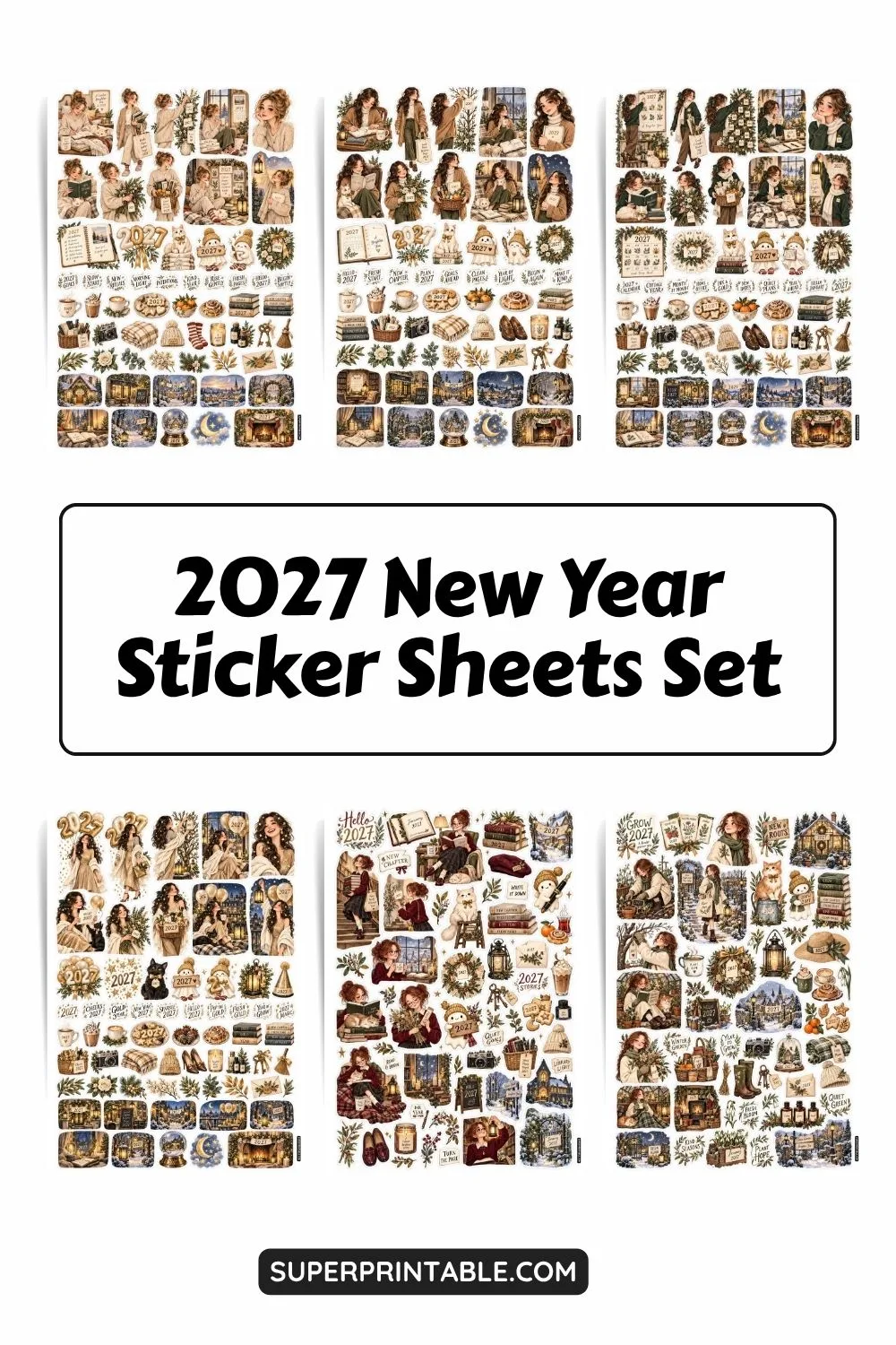2027 New Year Sticker Sheets Collection Pinterest Image