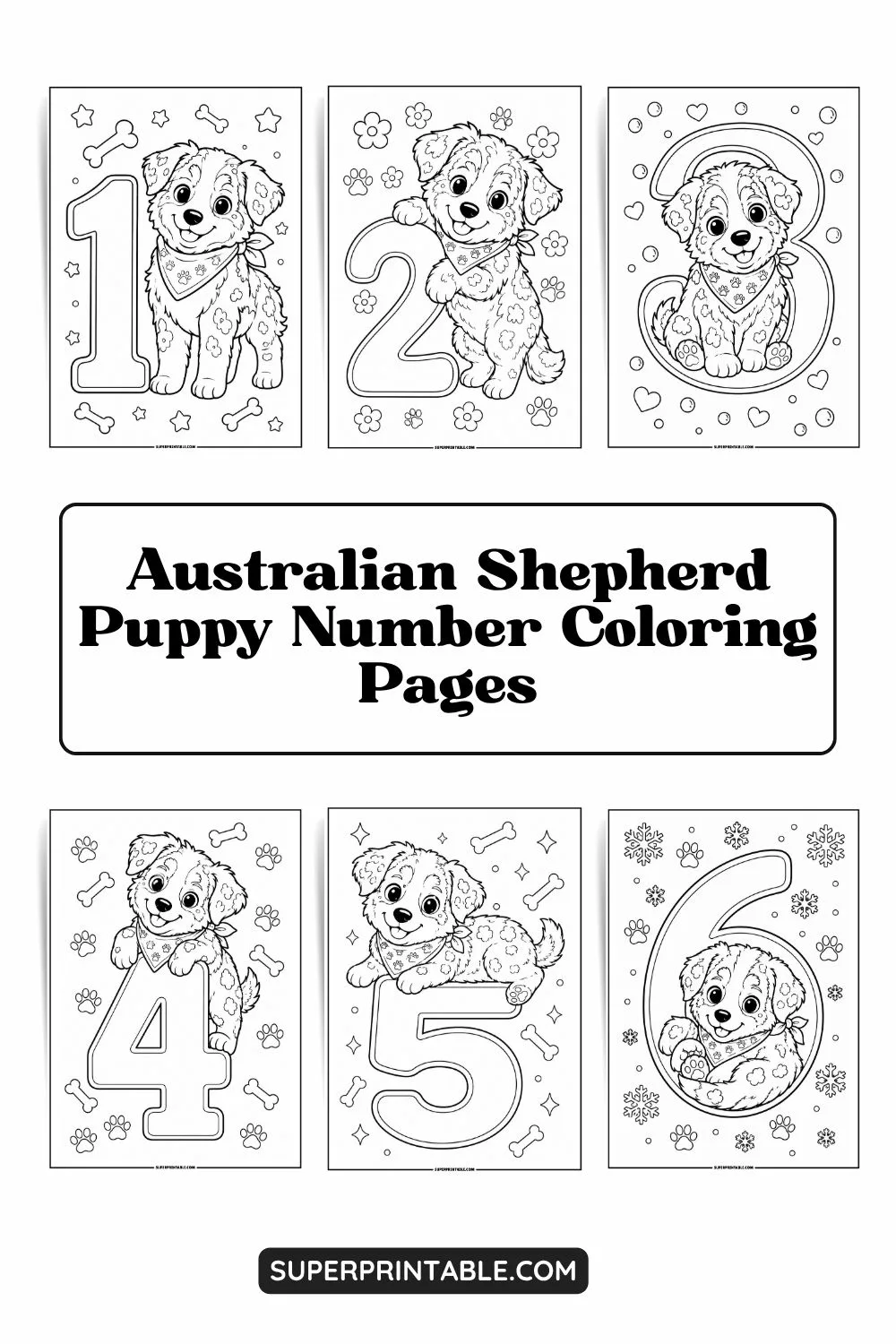 Australian Shepherd Puppy Number Coloring Pages Pinterest Image