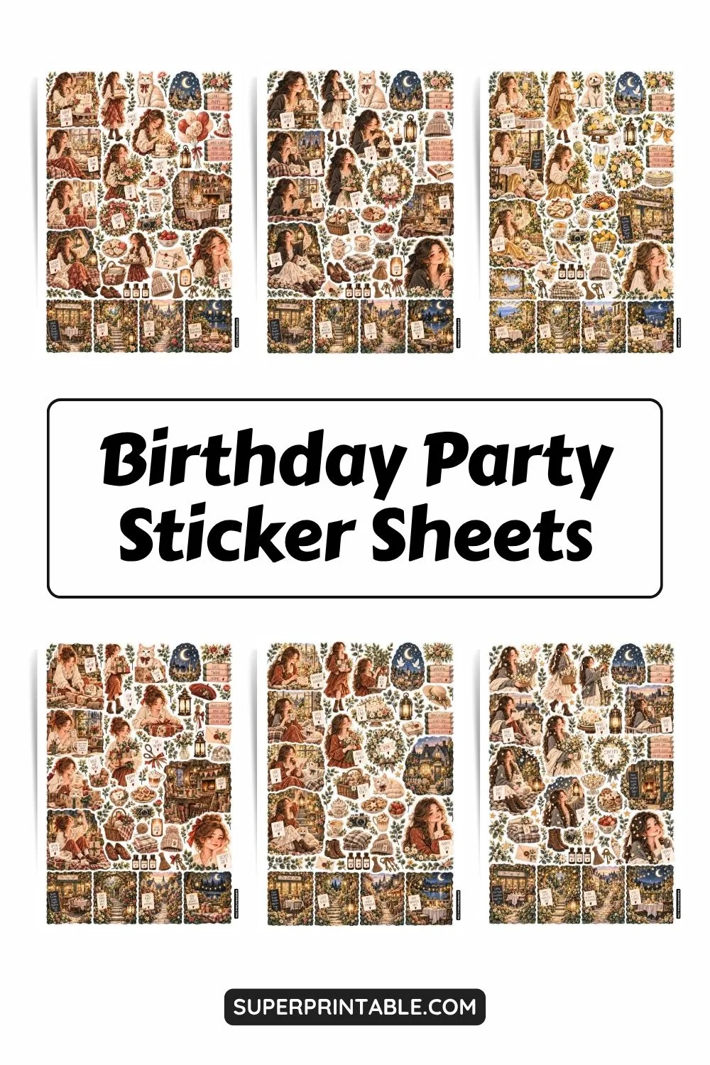 Birthday Party Sticker Sheets Collection Pinterest Image
