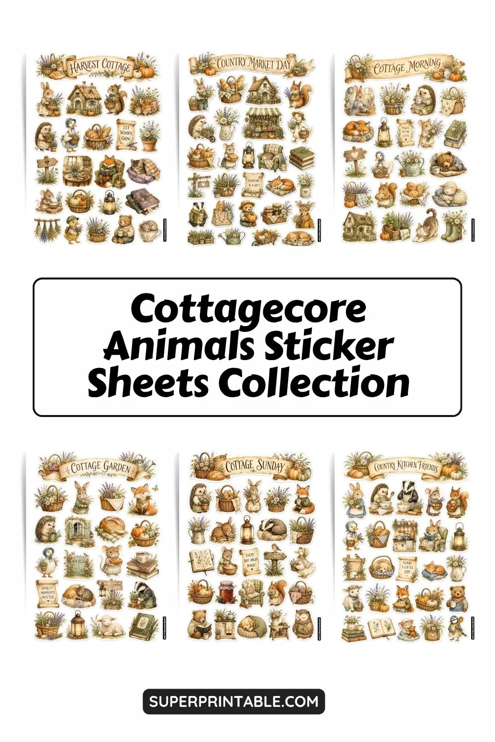 Cottagecore Animals Sticker Sheets Collection Pinterest Image