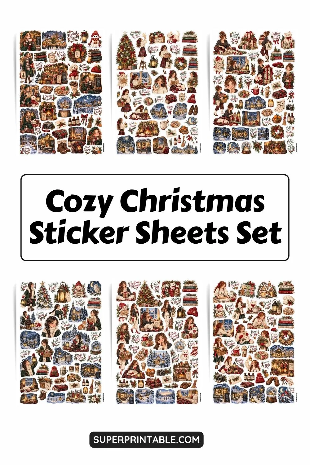 Cozy Christmas Sticker Sheets Collection Pinterest Image