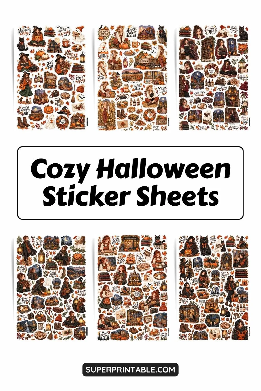 Cozy Halloween Sticker Sheets Collection Pinterest Image