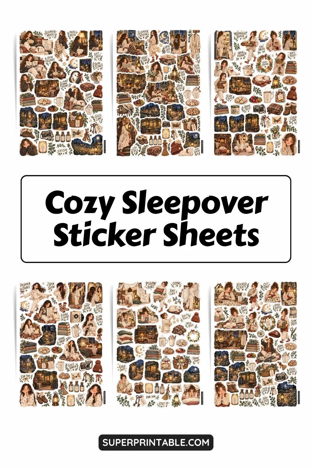 Cozy Sleepover Sticker Sheets Collection Pinterest Image