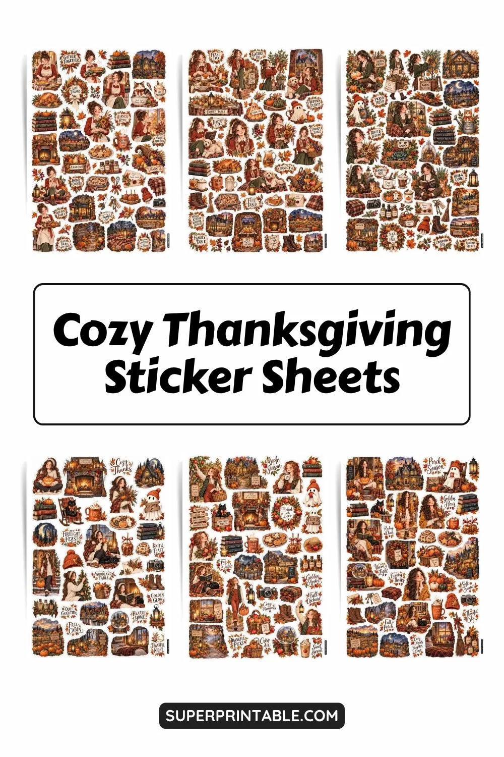 Cozy Thanksgiving Sticker Sheets Collection Pinterest Image