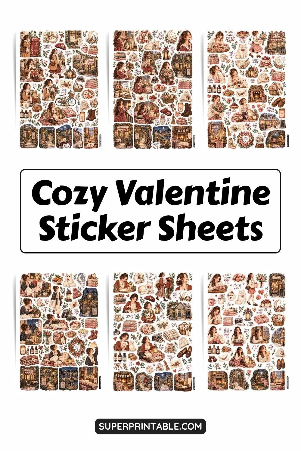 Cozy Valentine Sticker Sheets Collection Pinterest Image