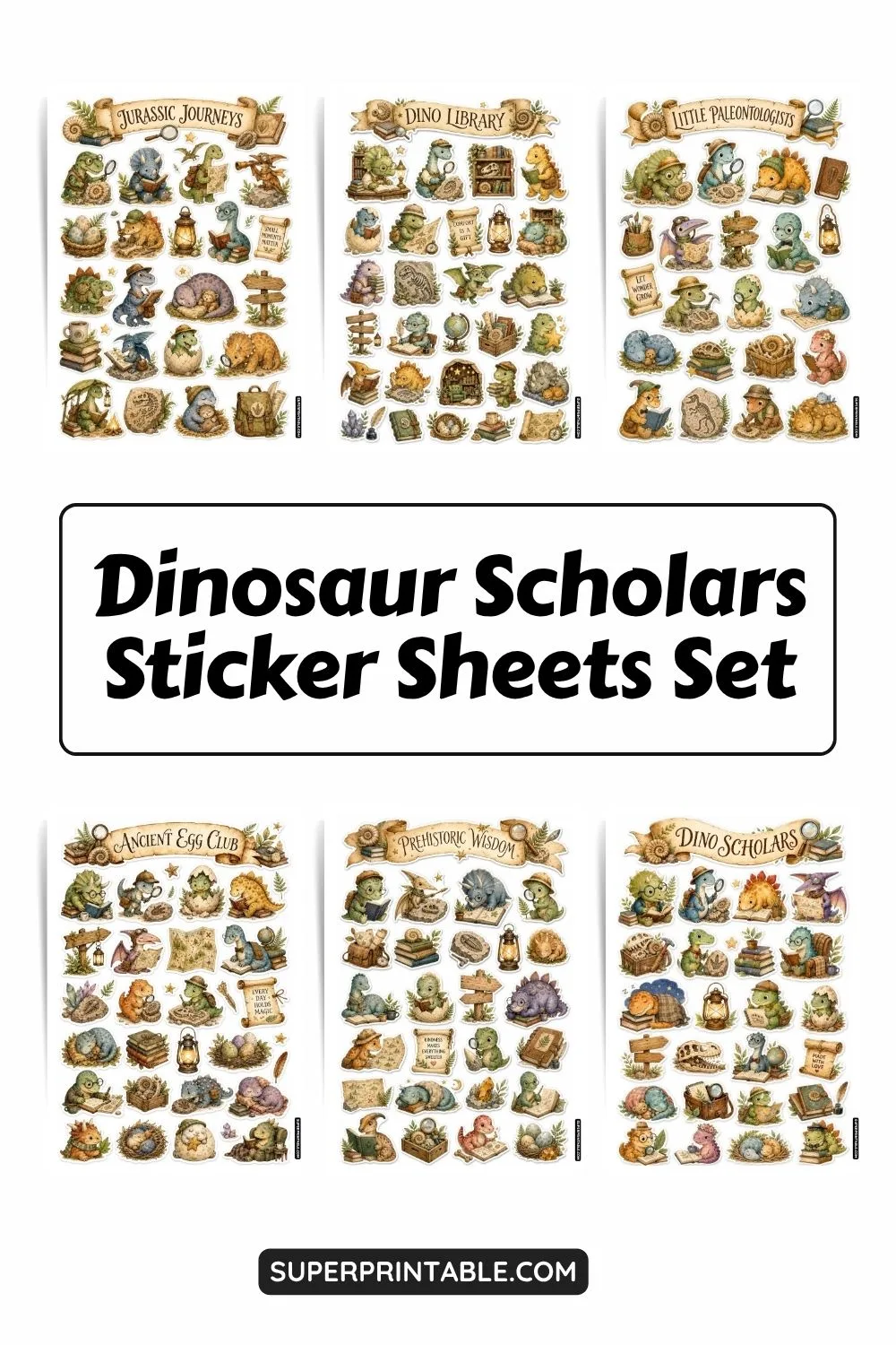 Dinosaur Scholars Sticker Sheets Collection Pinterest Image