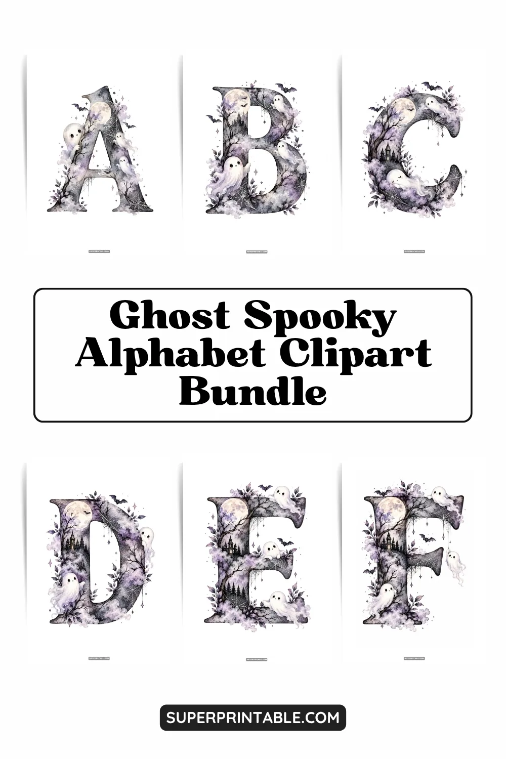 Ghost Spooky Alphabet Clipart Bundle Pinterest Image