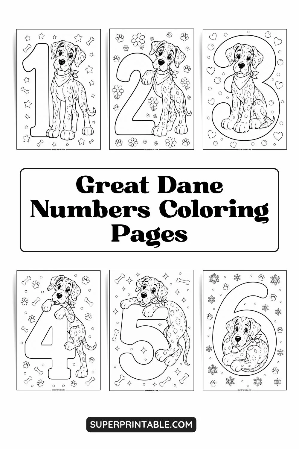 Great Dane Numbers Coloring Pages Pinterest Image