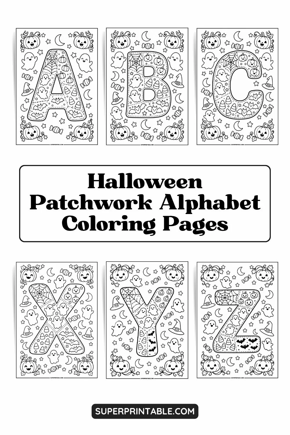 Halloween Patchwork Alphabet Coloring Pages Pinterest Image