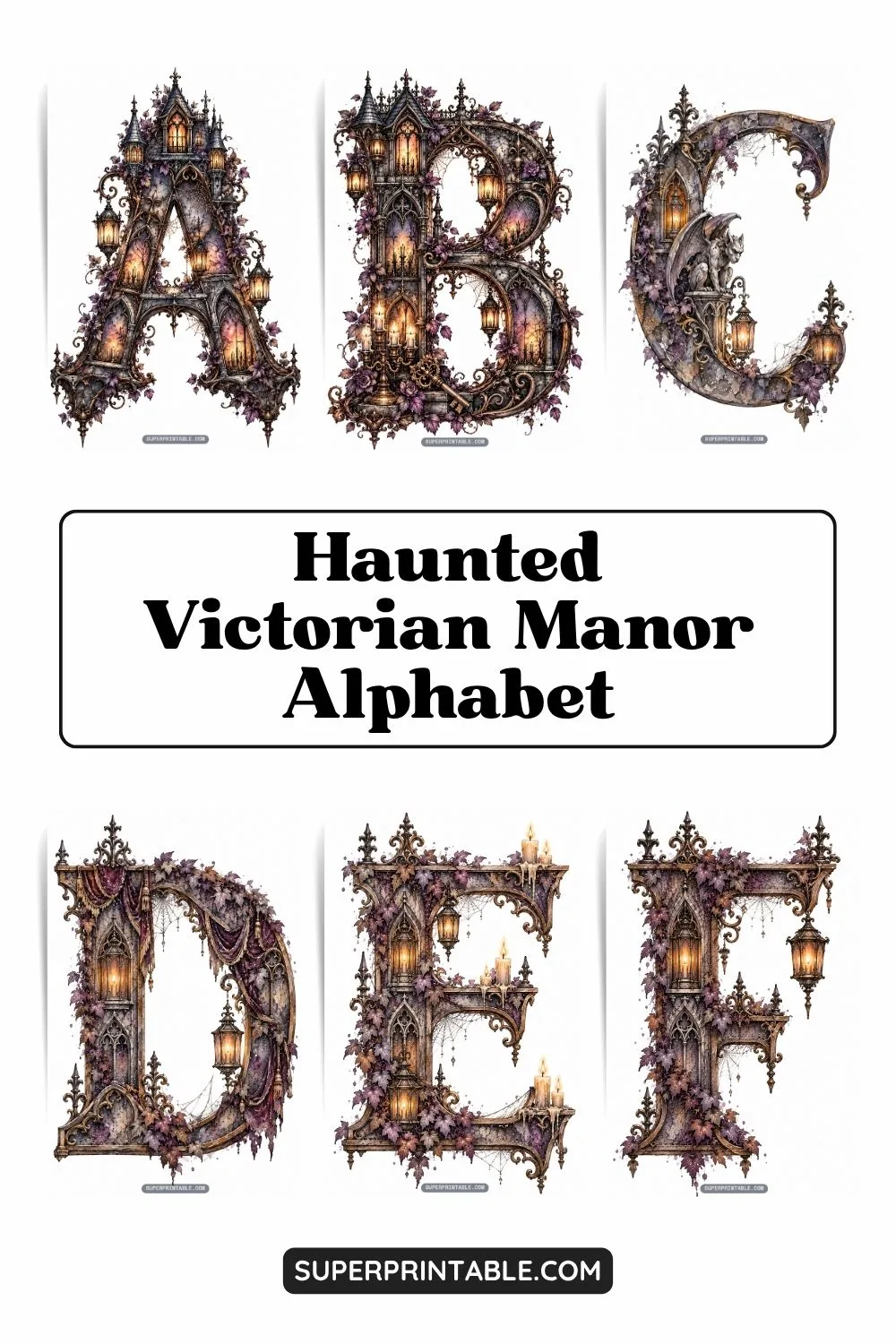 Haunted Victorian Manor Alphabet Pinterest Image