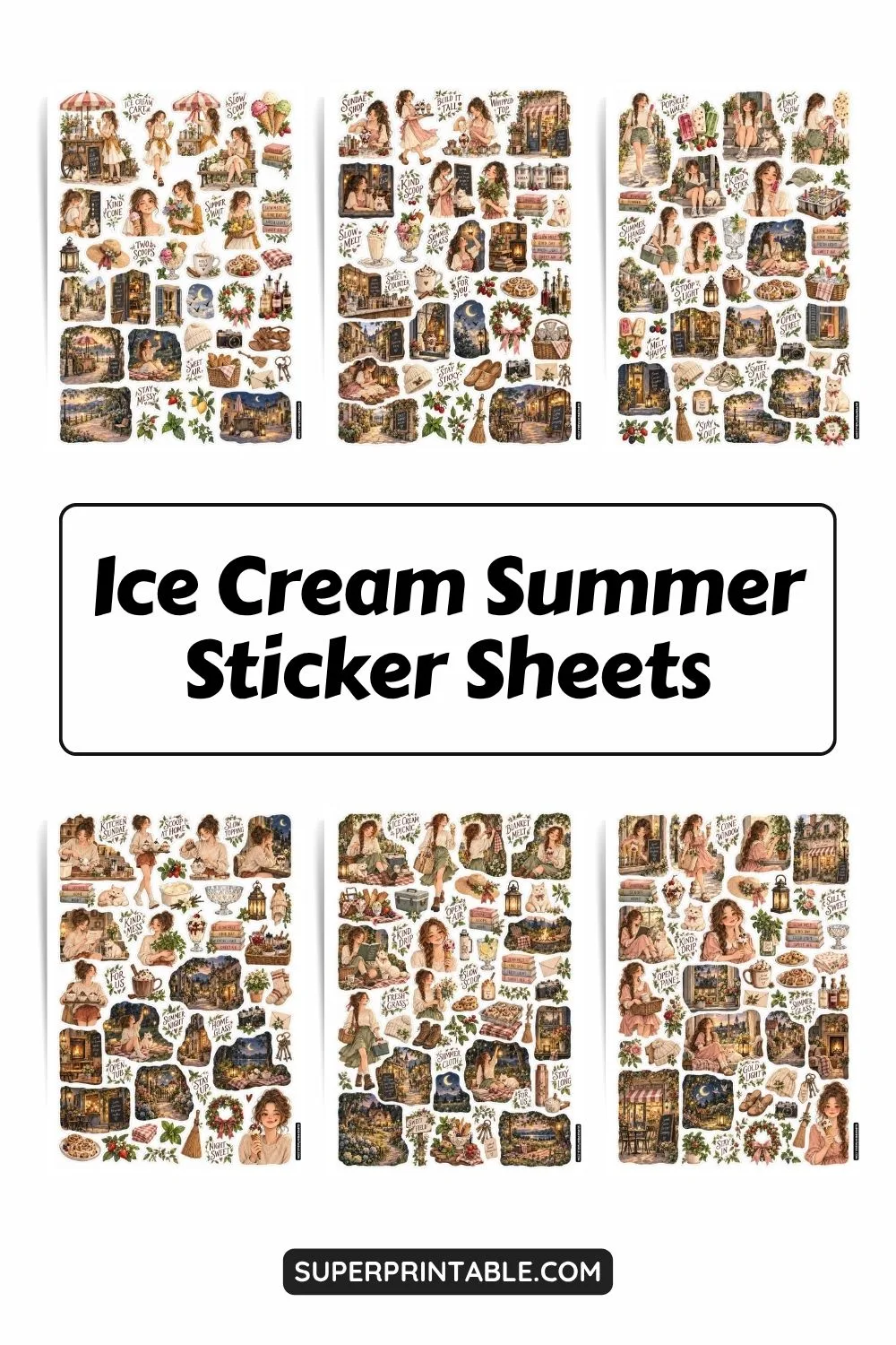 Ice Cream Summer Sticker Sheets Collection Pinterest Image