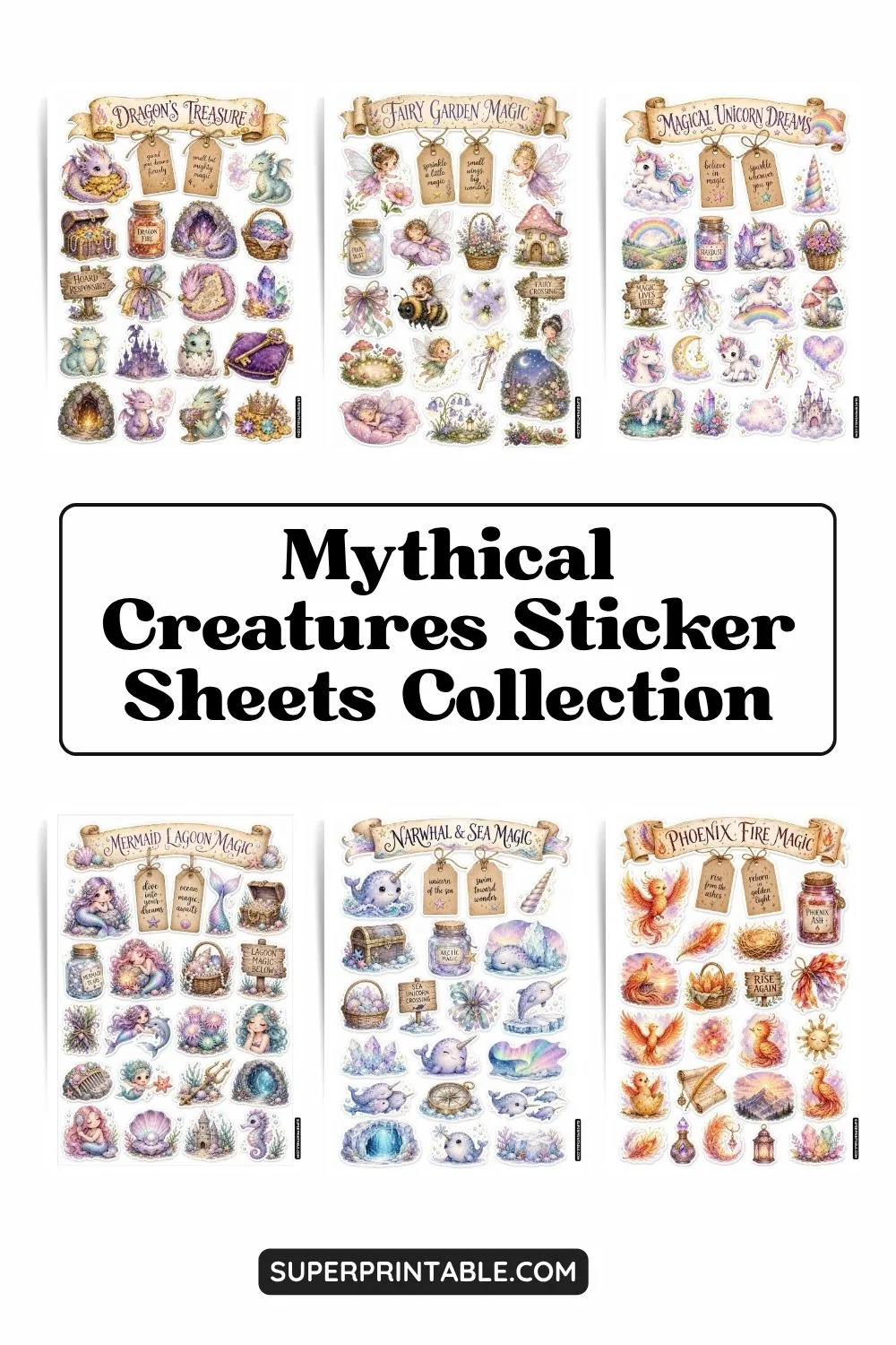 Mythical Creatures Sticker Sheets Collection Pinterest Image