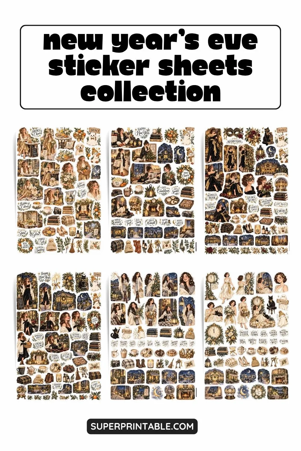 New Year’s Eve Sticker Sheets Collection Pinterest Image