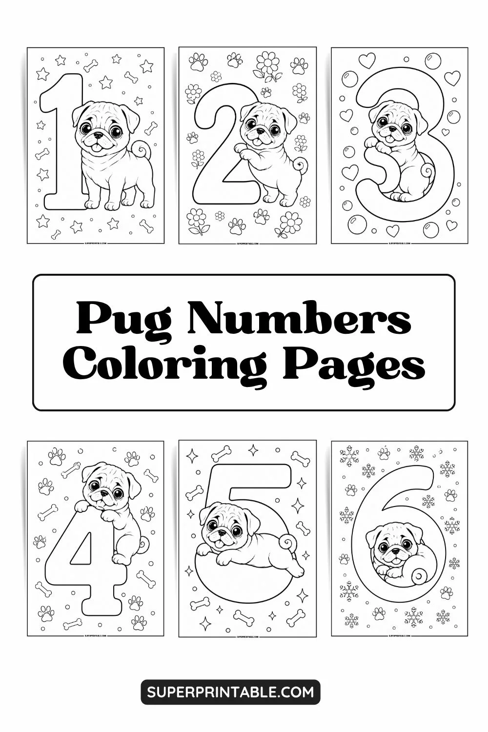 Pug Numbers Coloring Pages Pinterest Image
