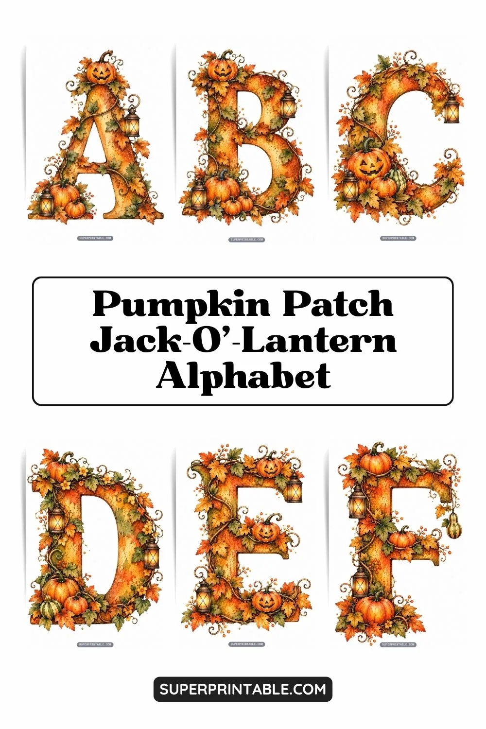 Pumpkin Patch Jack-O'-Lantern Alphabet Pinterest Image